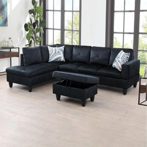 AndMakers 28.5 in. W Flannel Polyester Blend Rectangle Ottoman with Storage - 1 of 4