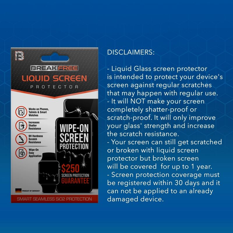 BREAK FREE Liquid Glass Screen Protector with $250 Coverage for All Phones Tablets and Smart Watches, 5 of 6