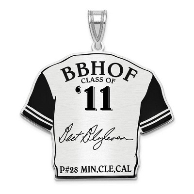 Black Bow Jewelry Sterling Silver Bert Blyleven Signature Enamel Jersey Pendant