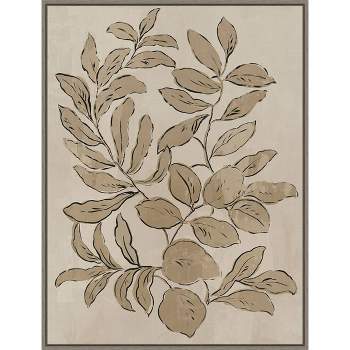 23" x 30" Leaves Sketches I by Asia Jensen Framed Canvas Wall Art Print - Amanti Art