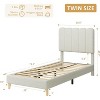 TackView Bed Frame, Boucle Upholstered Platform Bed with Wave Headboard for Girls/Kids, Easy Assembly, Wooden Slats Support - 2 of 4