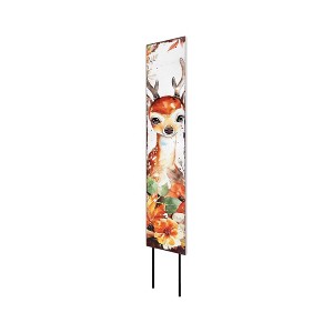HomeRoots 42" White Brown Orange And Green Solid Wood Deer Garden Stake - 1 of 4