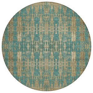 Teal Blue Taupe And Beige Moroccan Washable Indoor Outdoor Area Rug - 1 of 4