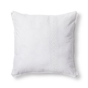 White Crochet Linen Blend Euro Pillow - Simply Shabby Chic