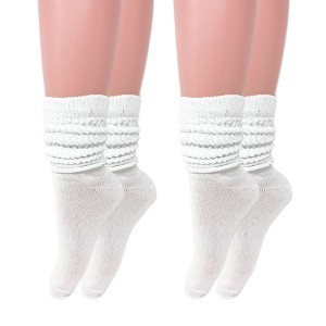 Slouch Socks for Women Cotton Lightweight Scrunch Knee High Socks 2 Pairs Fits Shoe Sizes 5-10 - 1 of 1