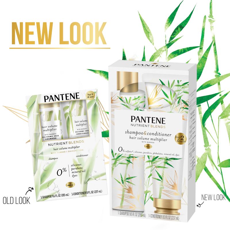Pantene Nutrient Blends Silicone Free Bamboo Shampoo and Conditioner Dual Pack - 17.6 fl oz, 4 of 12