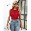 Sleeveless Tops for Women Pleated Tunic Tops Chiifon Blouse with Frill Mock Neck Flowy Dressy Casual Tank Tops （One size fits all） - 3 of 4