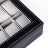 Slickblue Black Faux Leather Watch Box with 12/24 Compartments, Top-Opening Organizer for Watch Collection - 4 of 4