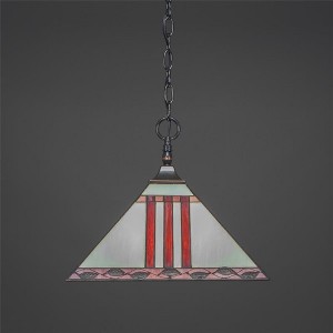 Toltec Lighting Any 1 - Light Pendant in  Black Copper with 14" Purple & Metal Leaf Art Glass Shade - 1 of 1