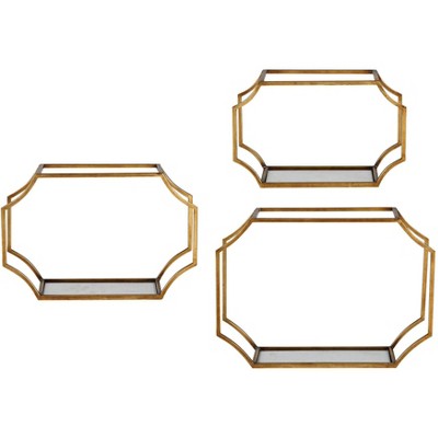 Uttermost Lindee Antiqued Gold Leaf 3-Piece Wall Shelves Set