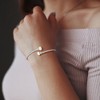 EVERLY JEWELRY | Sterling Silver 7-7.5mm Cultured Fw Pearl & 1/10 CT TGW Cubic Zirconia Weave Bangle, 8 inc - 4 of 4
