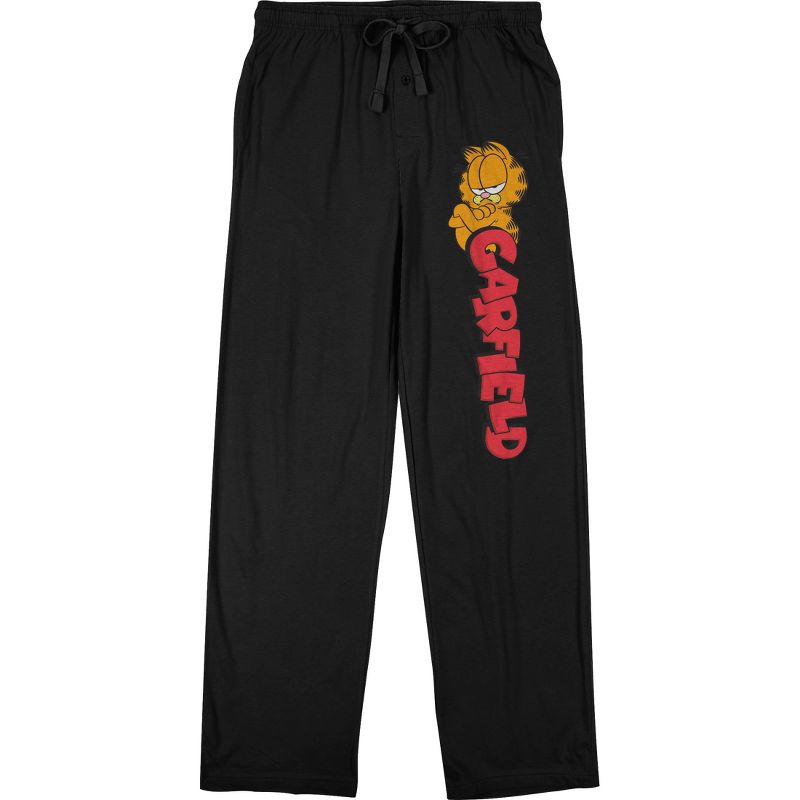 Garfield Logo Men's Black Sleep Pajama Pants, 1 of 2