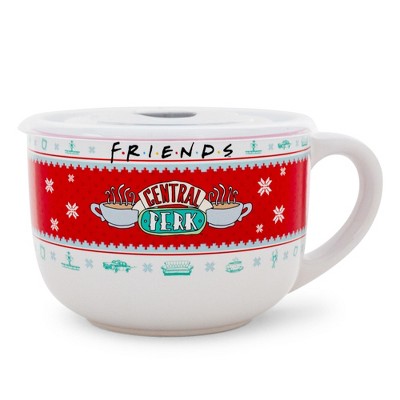Silver Buffalo Friends Central Perk Holiday Sweater Soup Mug With Vented Lid | Holds 24 Ounces
