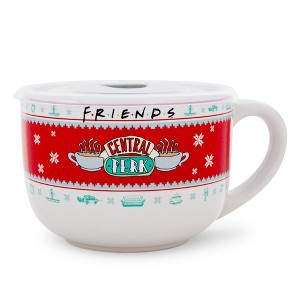 Silver Buffalo Friends Central Perk Holiday Sweater Soup Mug With Vented Lid | Holds 24 Ounces - 1 of 4