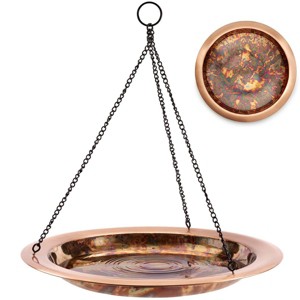 Good Directions 22" Steel & Copper Hanging Fired Bird Bath Orange - 1 of 4