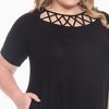 Plus Size Short Sleeve Criss-Cross Neck A-Line Dress-White Mark - 4 of 4