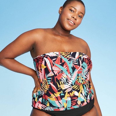 women's plus size blouson swimwear