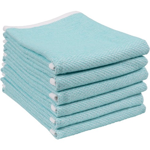 Reversible Terry Web Kitchen Towels | Set of 6 18 x 28 Inch Absorbent,  Durable, Beautiful, and Luxuriously Soft Kitchen Towels - Aqua