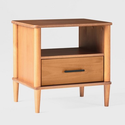 Transitional 1 Drawer Spindle Leg Wood Storage Nightstand - Saracina Home