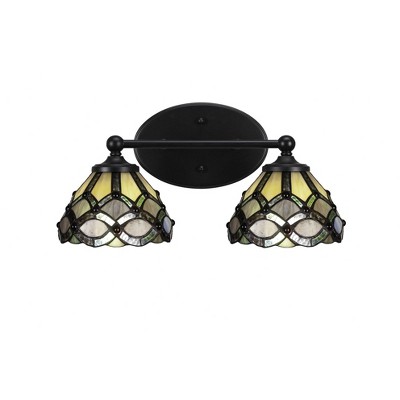 Toltec Lighting Capri 2 - Light Vanity in  Matte Black with 7" Grand Merlot Art Glass Shade