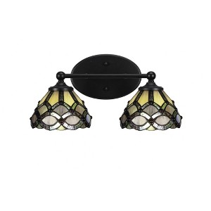 Toltec Lighting Capri 2 - Light Vanity in  Matte Black with 7" Grand Merlot Art Glass Shade - 1 of 2