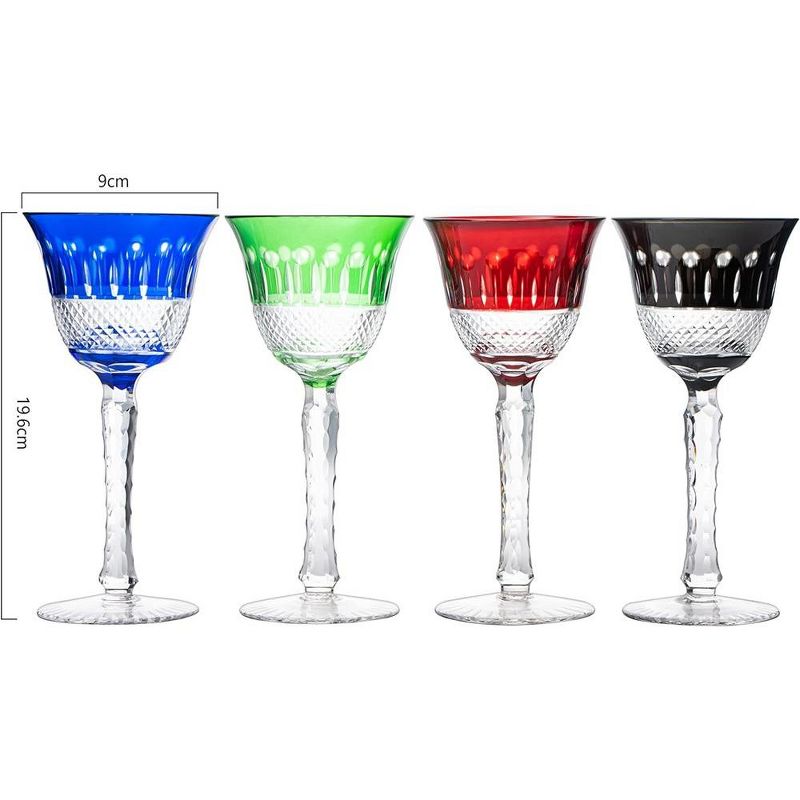 The Wine Savant Venetian Italian Colored Wine Glasses, Beautiful Colored Design & Perfect for All Celebrations - 4 pk, 4 of 5