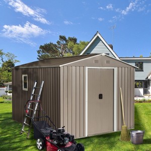 NicBex Utility Tool Storage Sheds House with Window and Lockable Doors for Backyard Garden,Patio,Gray - 1 of 4