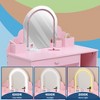 Kids Vanity with Lighted Mirror & Stool, Little Girls Vanity with Adjustable LED Light, Bookshelf, Storage Drawer & Shelves for Girls - 3 of 4