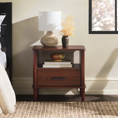 NicBex Modern Fluted-Drawer Nightstand,Bedside Tables with Open Cubby for Bedroom,Living Room