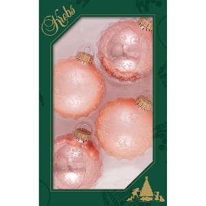 Glass Christmas Tree Ornaments - 67mm/2.63" [4 Pieces] Decorated Balls from Christmas by Krebs Seamless Hanging Holiday Decor - 1 of 4
