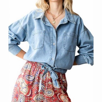 Women's Plus Size Washed Denim Jacket - First Love