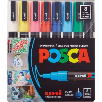 schild focus kijken Uni Posca 8pk Pc-3m Water Based Paint Markers Fine Tip 0.9 -1.3mm In  Assorted Colors : Target