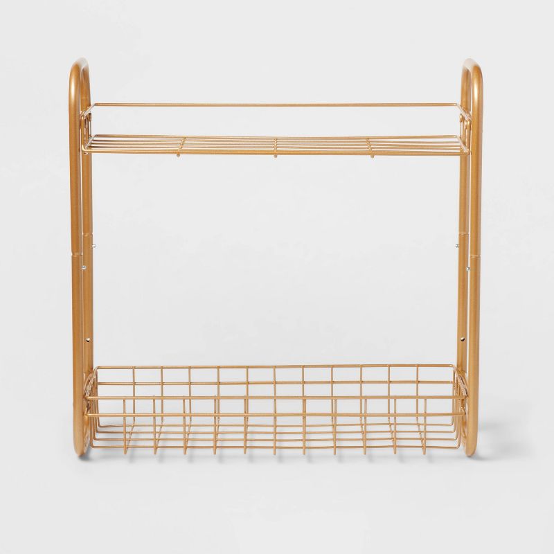 On The Wall 2 Tier Shelving Rack Metallic Gold - Room Essentials&#8482;, 4 of 6