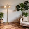 VYNXARIA 59"H Classic Modern Floor Lamp, Upward Lighting Design for Living Room,Oak and Natural - 2 of 4