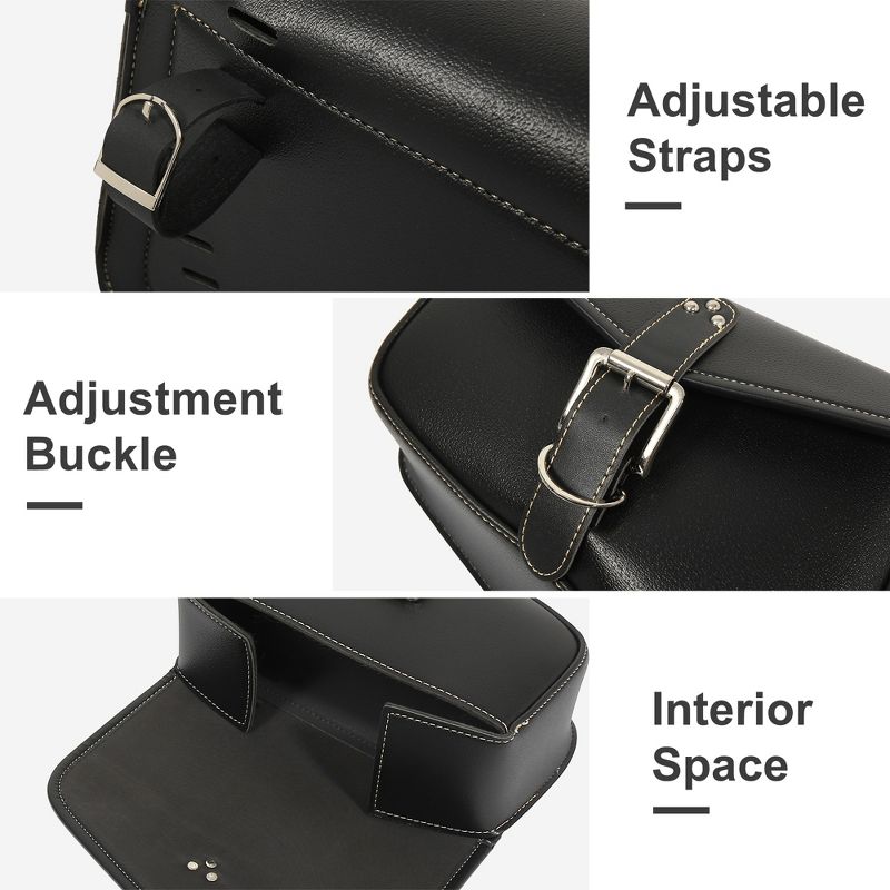 Unique Bargains Waterproof Faux Leather Motorcycle Saddle Tool Cycling Storage Bag Black 1 Pc, 5 of 7