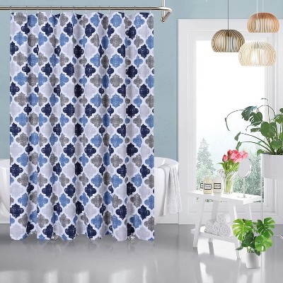 Geometric Lattice Shower Curtain, Geometric Lattice Cotton Blend Fabric, Modern Bathroom Decor
