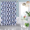 Navy Shower Curtain 84-Inch, Geometric Lattice, Fabric Water-Resistant Bathroom Curtain, Modern Farmhouse Style, Dark Navy/Blue/Grey - 2 of 4