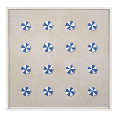 Distant Summer Coastal Canvas Print with White Frame, 22x22