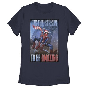 Women's Marvel Spider-Man 'Tis The Season To Be Amazing T-Shirt - 1 of 4