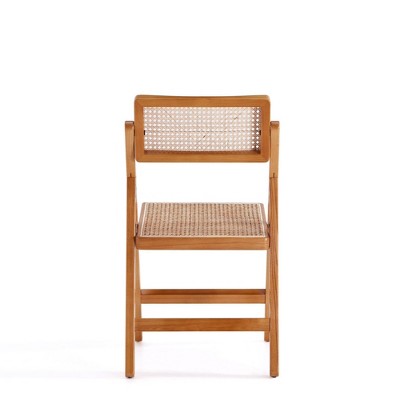 Natural Wood and Cane Folding Side Chair Set