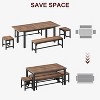 63" Large Extendable Wooden Dining Table Set for 6-8 with Benches and Stools, Ideal for Small Space-Walnut - 3 of 4