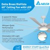 Delta Breez Rio Vista 60" Ceiling Fan with LED, Remote, Indoor/Outdoor, Ideal for Large Room, Bedroom, Living Room, Modern Farmhouse Decor, White - 2 of 4