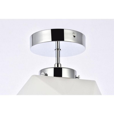 Lawrence Chrome and White Glass 1-Light Flush Mount