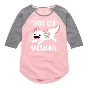 Girls' - Instant Message - This Kid Yaksalotl Shirt Tail Raglan Graphic T-shirt - 1 of 4