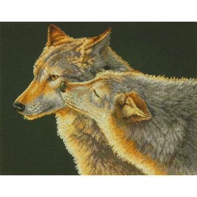 Dimensions Counted Cross Stitch Kit 14"X11"-Wolf Kis (14 Count)