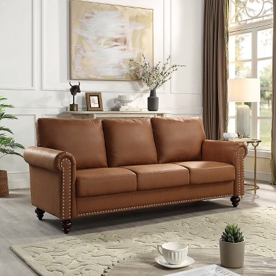 Leathaire Fabric 3-seater Sofa, Light Brown - Modernluxe : Target