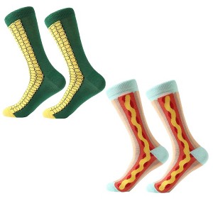 Two Pack of Outdoor Grill Picnic (Hot Dog and Corn on the Cob) Socks from the Sock Panda (Women's Sizes Adult Medium) - 1 of 3