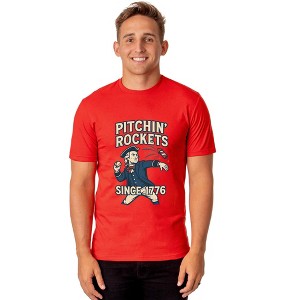 4th Of July T-Shirt Men's Washington Pitchin' Rockets Funny Tee - 1 of 4