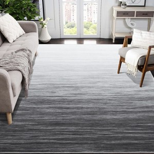 Gradient Color Contemporary Area Rug - Machine Washable Modern Ombre Carpet, Non-Slip Non-Shedding Throw Rug for Living Room Bedroom Laundry - 1 of 4