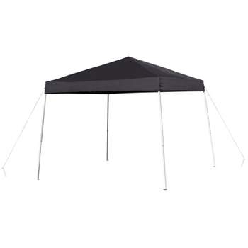 Emma and Oliver 8'x8' Black Weather Resistant Easy Pop Up Slanted Leg Canopy Tent with Carry Bag